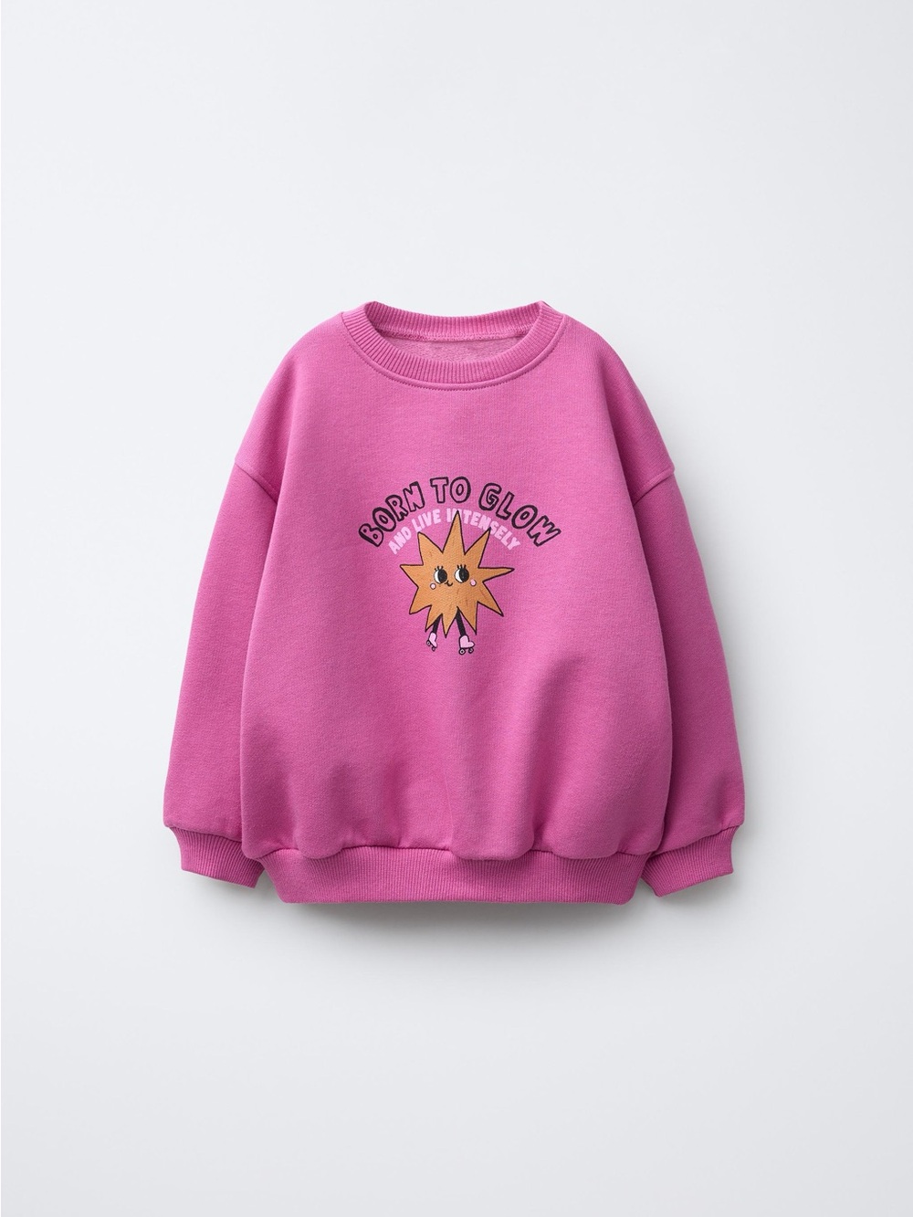Zara Kids Pink 'Born to Glow' Star Graphic Sweatshirt